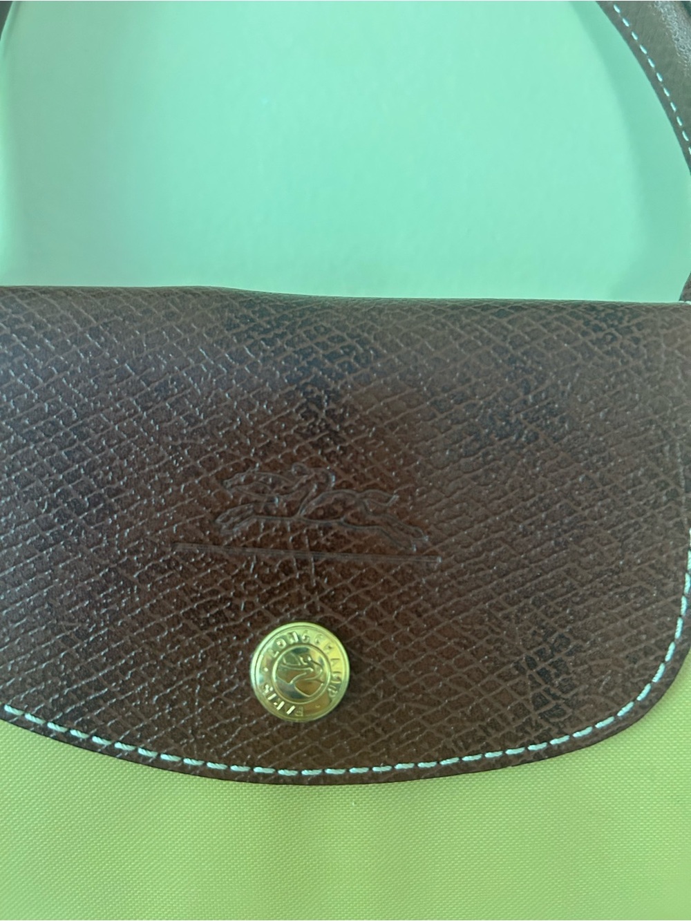 Longchamp Mini Handbag in Yellow Body with Brown Leather Flap - Picture 3 of 4